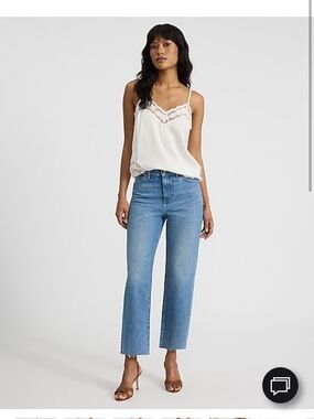 Express Cropped Straight Jeans in Light Blue